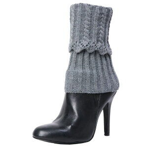 yz C fB[X C A_[EFA Donner Scalloped Rib Fold-Over Boot Topper Med Gray Heather