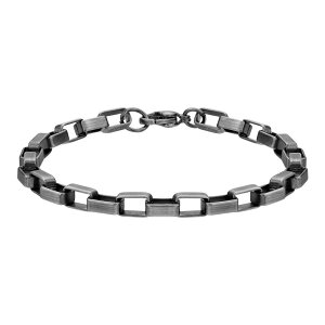 �����N�X �����Y �A�N�Z�T���[ �u���X���b�g�E�o���O���E�A���N���b�g T�V���c LYNX Stainlessteel 6mm Link Chain Gunmetal Gray 9 Men's Bracelet Stainless �O���[