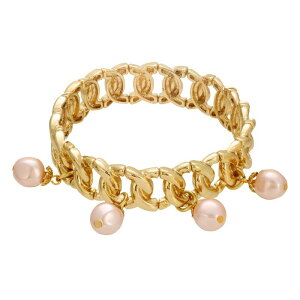 yz 1928 fB[X uXbgEoOEANbg ANZT[ 1928 Gold Tone Simulated Peach Pearl Stretch Bracelet Peach