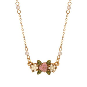 yz 1928 fB[X lbNXE`[J[Ey_ggbv ANZT[ 1928 Gold Tone Simulated Pearl & Pink Flower Necklace Pink