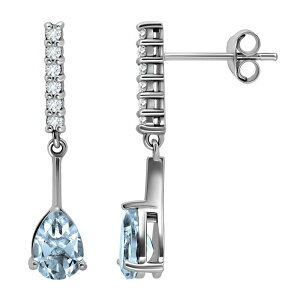 yz Aleure Precioso fB[X sAXECO ANZT[ Aleure Precioso Sterling Silver Gemstone & White Topaz Drop Earrings Silver Tone Blue