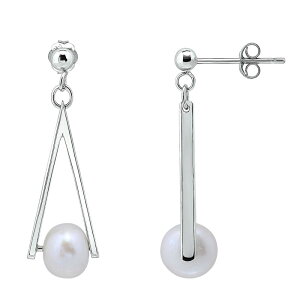 Aleure Precioso fB[X ANZT[ sAXECO Aleure Precioso Sterling Silver & Freshwater Cultured Pearl Triangle Drop Earringsilver Tone Vo[