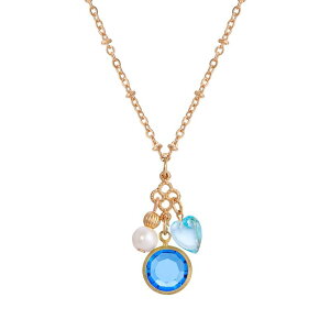 1928 fB[X ANZT[ lbNXE`[J[Ey_ggbv [X 1928 Channel Heart Charm Pendant Necklace Aqua ANA
