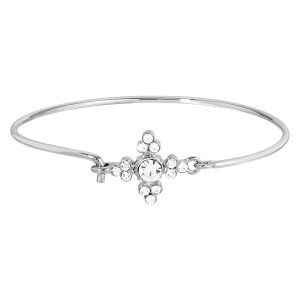 1928 ���f�B�[�X �A�N�Z�T���[ �u���X���b�g�E�o���O���E�A���N���b�g 1928 Silver Tone Simulated Crystal Wire Bracelet White �z���C�g