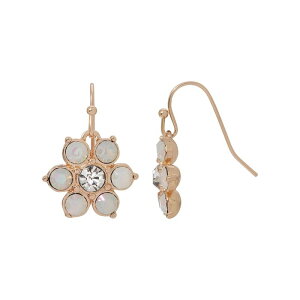 yz 1928 fB[X sAXECO ANZT[ 1928 Gold Tone Simulated White Opal Crystal Flower Drop Earring White