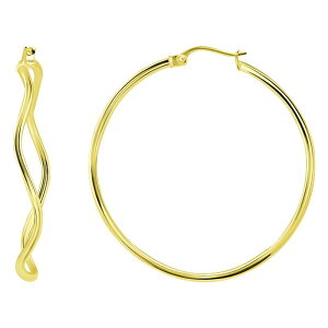 yz Aleure Precioso fB[X sAXECO ANZT[ Aleure Precioso Sterling Silver Wavy Hoop Earrings Gold Tone