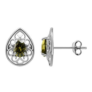 yz Aleure Precioso fB[X sAXECO ANZT[ Aleure Precioso Sterling Silver Gemstone Teardrop Stud Earrings Silver Tone Green