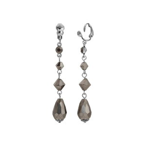 1928 ���f�B�[�X �A�N�Z�T���[ �s�A�X�E�C�������O 1928 Silver Tone Hematite Crystalinear Drop Clip-On Earrings Gray �O���[
