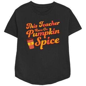 �A���u�����f�b�h ���f�B�[�X �g�b�v�X T�V���c �����b�N�X�t�B�b�g �O���t�B�b�N Unbranded Women's This Teacheruns On Pumpkin Spice Relaxed Fit Graphic Tee Black �u���b�N