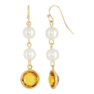1928 ���f�B�[�X �A�N�Z�T���[ �s�A�X�E�C�������O 1928 Gold Tone Simulated Pearl & Crystal Drop Earrings Yellow �C�G���[