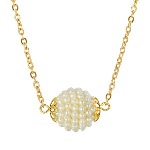 yz 1928 fB[X lbNXE`[J[Ey_ggbv ANZT[ 1928 Gold Tone Simulated Pearl Seeded Ball Necklace White