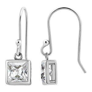yz Aleure Precioso fB[X sAXECO ANZT[ Aleure Precioso Sterling Silver Cubic Zirconia Square Cut Drop Earrings Sterling Silver