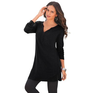 ���A�}���Y ���f�B�[�X �g�b�v�X T�V���c Roaman's Y-neck Ultimate Tunic Black �u���b�N