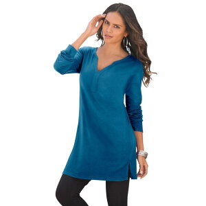 ���A�}���Y ���f�B�[�X �g�b�v�X T�V���c Roaman's Y-neck Ultimate Tunic Peacock Teal �e�B�[��
