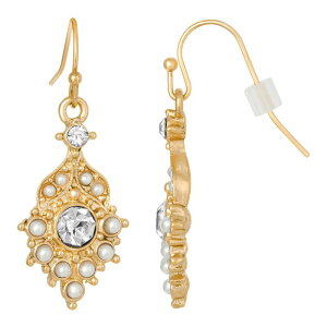 1928 ���f�B�[�X �A�N�Z�T���[ �s�A�X�E�C�������O 1928 Gold Tone Simulated Pearl & Simulated Crystal Fan Drop Earrings White �z���C�g