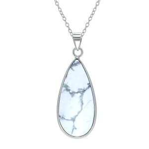 Aleure Precioso fB[X ANZT[ lbNXE`[J[Ey_ggbv [X Aleure Precioso Sterling Silver Pear Shaped Gemstone Dropendant Necklace White zCg
