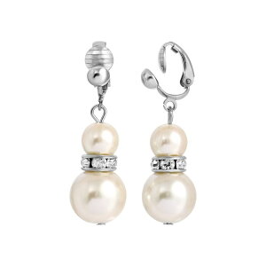 1928 ���f�B�[�X �A�N�Z�T���[ �s�A�X�E�C�������O 1928 Silver Tone Faux Pearl & Crystal Clip Earrings White �z���C�g