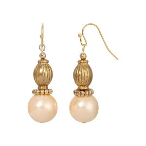 yz 1928 fB[X sAXECO ANZT[ 1928 Gold Tone Simulated Pearl Drop Earrings White