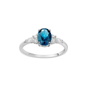 yz v[Y fB[X O ANZT[ PRIMROSE Sterling Silver Oval Blue Nano & Marquise Cubic Zirconia Cluster Ring Sterling And Blue