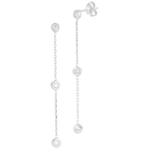 Sunkissed Sterling ���f�B�[�X �A�N�Z�T���[ �s�A�X�E�C�������O Sunkissed Sterling Silver Cubic Zirconia Linear Drop Earringsilver Tone �V���o�[