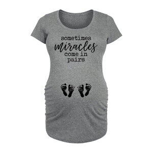 yz CZX LN^[ fB[X TVc gbvX Maternity Sometimes Miracles Come In Pairs Graphic Tee Heather Gray