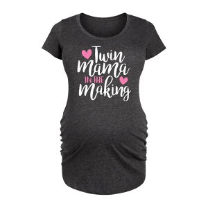 【送料無料】 ライセンス キャラクター レディース Tシャツ トップス Maternity Twin Mama in the Making Graphic Tee Heather Charcoal