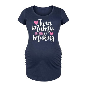【送料無料】 ライセンス キャラクター レディース Tシャツ トップス Maternity Twin Mama in the Making Graphic Tee Navy