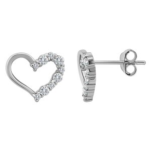 yz Aleure Precioso fB[X sAXECO ANZT[ Aleure Precioso Sterling Silver Pave Cubic Zirconia Open Heart Stud Earrings Sterling Silver