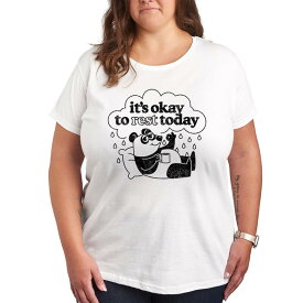 【送料無料】 ライセンス キャラクター レディース Tシャツ トップス Plus It's Okay To Rest Today Graphic Tee White
