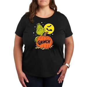 yz CZX LN^[ fB[X TVc gbvX Plus Size Dr. Seuss Grinch Halloween Pumpkin Graphic Tee Black