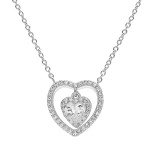 v[Y fB[X ANZT[ lbNXE`[J[Ey_ggbv [X PRIMROSE Cubic Zirconia Sterling Silver Heart Halo Pendant Necklace Grey O[