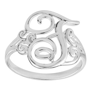 �v�������[�Y ���f�B�[�X �A�N�Z�T���[ �����O Womens PRIMROSE Sterling silver polished monogram initial Band ring size 7. F �V���o�[