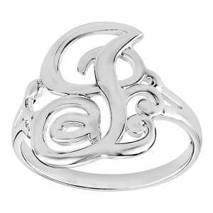 �v�������[�Y ���f�B�[�X �A�N�Z�T���[ �����O Womens PRIMROSE Sterling silver polished monogram initial Band ring size 7. I �V���o�[