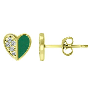 yz Aleure Precioso fB[X sAXECO ANZT[ Aleure Precioso Sterling Silver Enamel & Cubic Zirconia Heart Stud Earrings Green