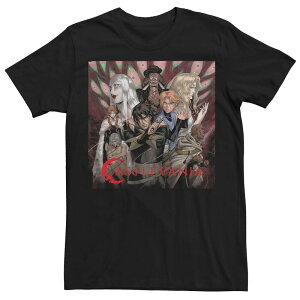 yz CZX LN^[ Y TVc gbvX Men's Netflix Castlevania Group Square Poster Tee Black