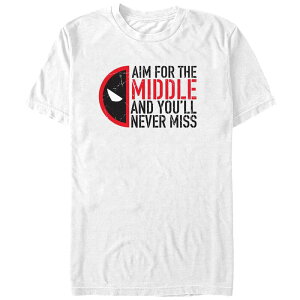 �}�[�x�� �����Y �g�b�v�X T�V���c �O���t�B�b�N Marvel Men's Deadpool And Wolverine Aim for the Middle Half Graphic Tee White �z���C�g