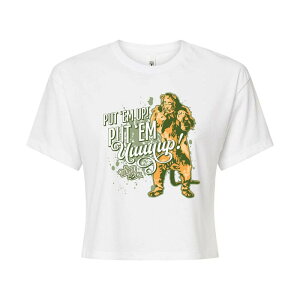 yz CZX LN^[ fB[X TVc gbvX Juniors' Wizard of Oz Cowardly Lion Put 'Em Up Cropped Tee White