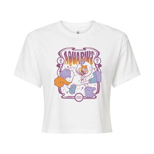 yz jRfI fB[X TVc gbvX Juniors' Spongebob Sandy Cheeks Aquarius Cropped Tee White