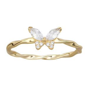v[Y fB[X ANZT[ O PRIMROSE Sterling Silver Cubic Zirconia Butterfly Ringold Tone Sterling S[h