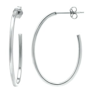 yz Aleure Precioso fB[X sAXECO ANZT[ Aleure Precioso Sterling Silver Oval Hoop Earrings Silver Tone