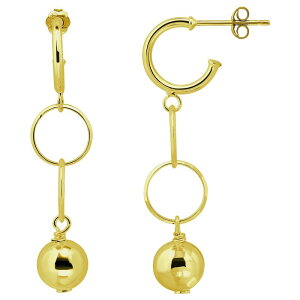 Aleure Precioso fB[X ANZT[ sAXECO Aleure Precioso Sterling Silver Bead & Circle Drop Earrings Gold Tone S[h
