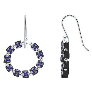 yz Aleure Precioso fB[X sAXECO ANZT[ Aleure Precioso Sterling Silver Colored Glass Open Circle Fishhook Earrings Black