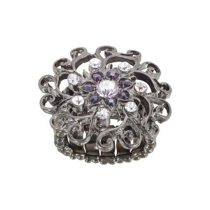 yz 1928 fB[X O ANZT[ 1928 Crystal Flower Filigree Stretch Ring Black