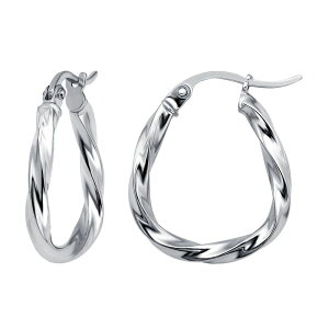 yz Aleure Precioso fB[X sAXECO ANZT[ Aleure Precioso Sterling Silver 16 mm Oval Twisted Hoop Earrings Sterling Silver