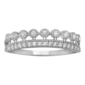 yz v[Y fB[X O ANZT[ PRIMROSE Sterling Silver Cubic Zirconia Beaded Circle Ring Sterling Silver