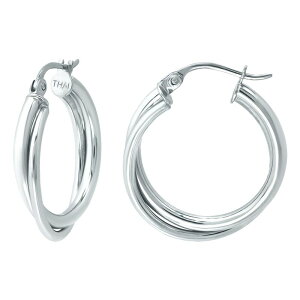 Aleure Precioso ���f�B�[�X �A�N�Z�T���[ �s�A�X�E�C�������O Aleure Precioso Sterling Silver Double Tube Hoop Earringsterling Silver �V���o�[