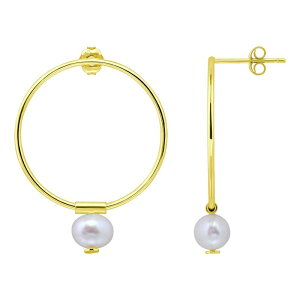 Aleure Precioso fB[X ANZT[ sAXECO Aleure Precioso 18k Gold Over Silver Circle Drop & Freshwater Cultured Pearl Hoop Drop Earrings Gold Tone S[h