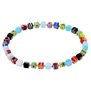 yz Aleure Precioso fB[X uXbgEoOEANbg ANZT[ Aleure Precioso Multicolor Square Glass Bead Stretch Bracelet Silver Tone Multi