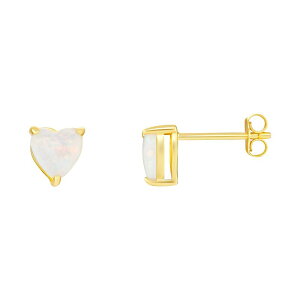 yz v[Y fB[X sAXECO ANZT[ PRIMROSE 18k Gold Over Silver Opal Heart Stone Stud Earrings Yellow Gold Tone White