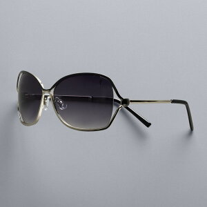 yz FEH fB[X TOXEACEFA ANZT[ Women's Simply Vera Vera Wang Just Married Large Metal Square Lens Sunglasses Silver Black Smoke